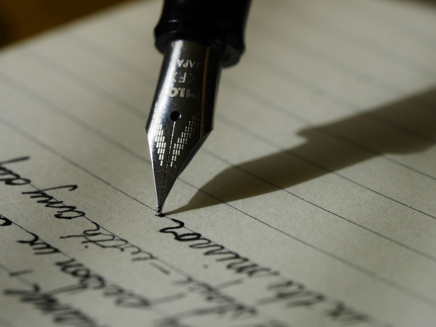 Writing in a notebook