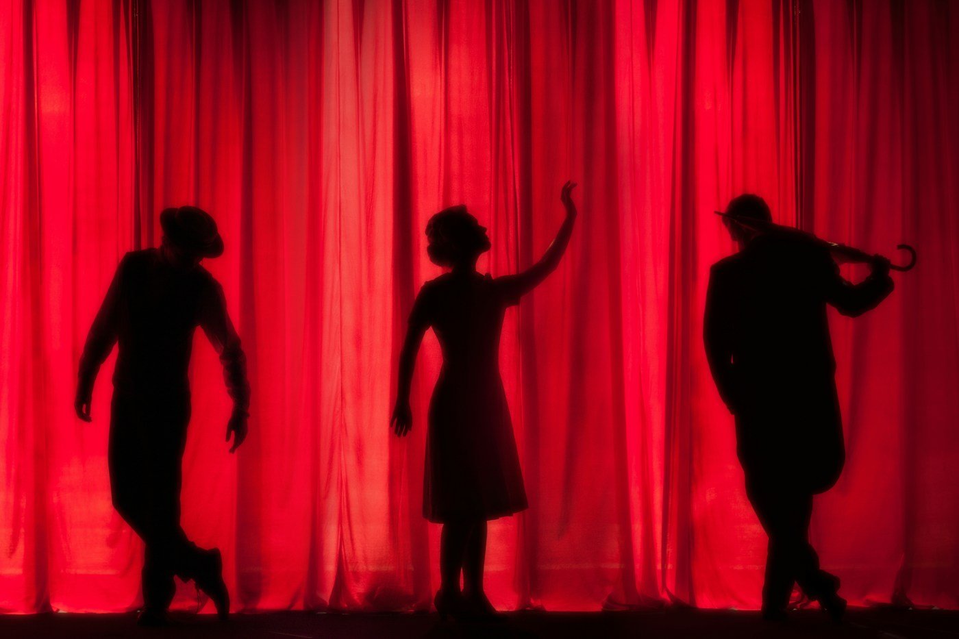 Theatre performance under stage lights